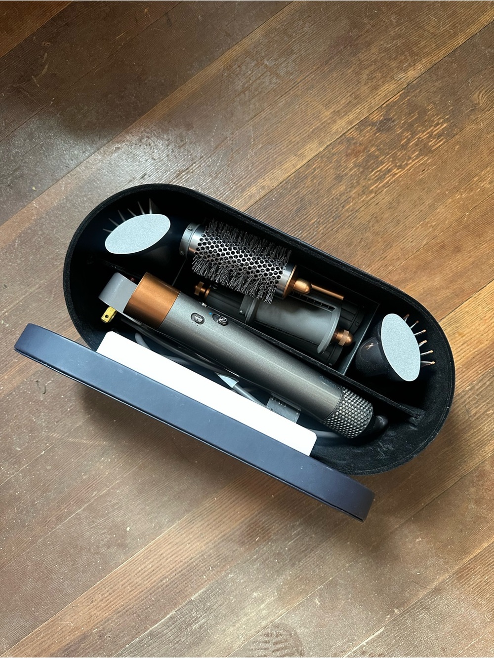 Dyson hair styler set in gray and gold